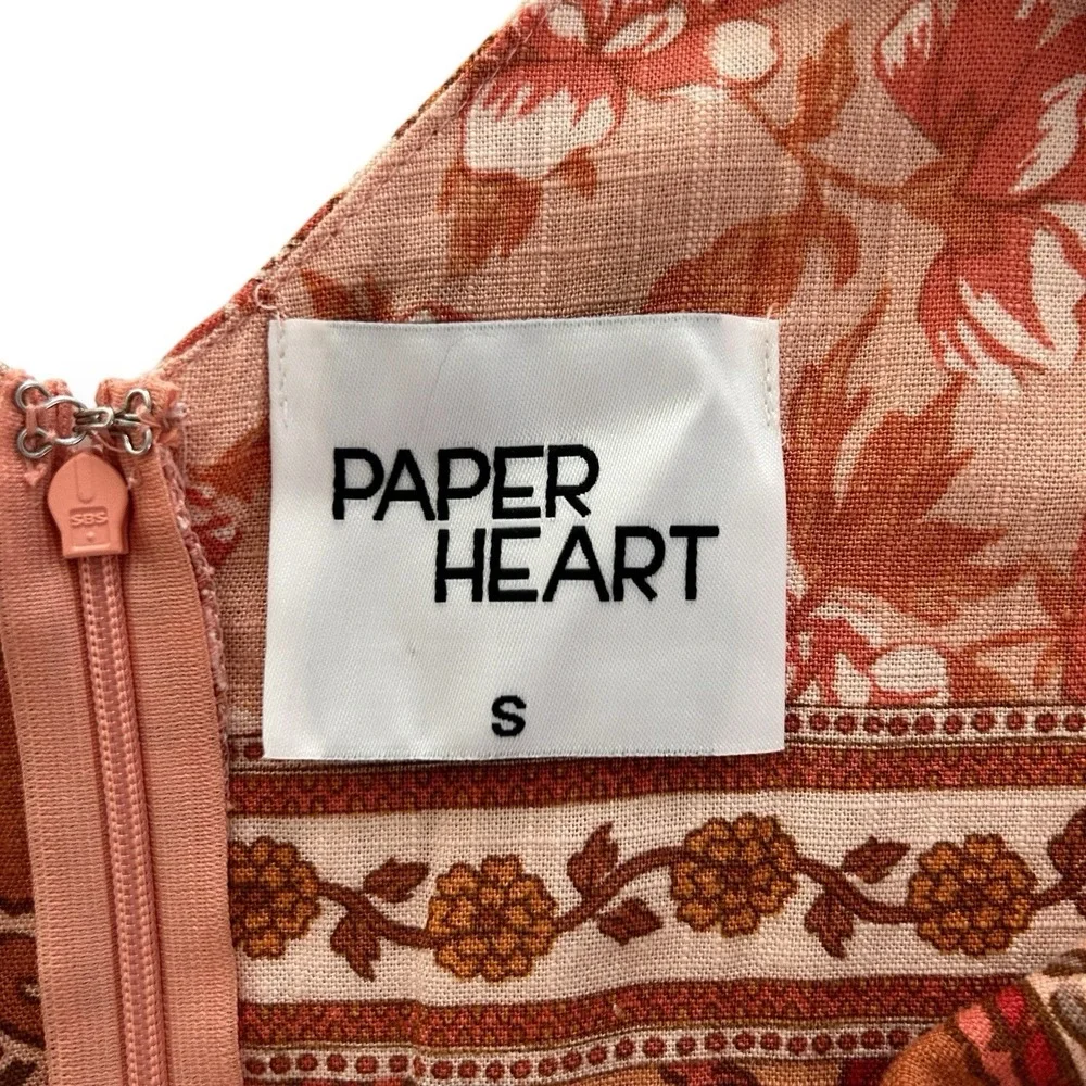 Paper Heart Small Orange Multicolor Floral Paisley Rayon Linen Maxi Dress NWOT - Picture 11 of 14